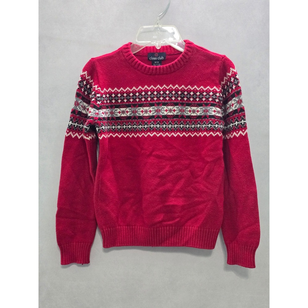 Class Club Red Pullover Knit Holiday Red Cozy Sweater Boys Class Club 8/10